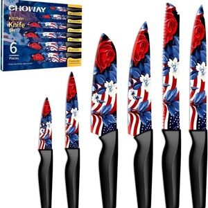 Floral Kitchen Knife Set - 6 Pieces